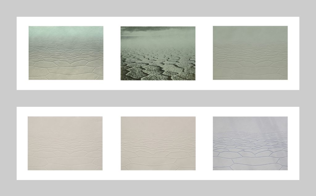 EL SALAR DEL SILENCIO III – Díptico - Grabado. 2023.ancho 117 cm x alto 33 cm cada parte.